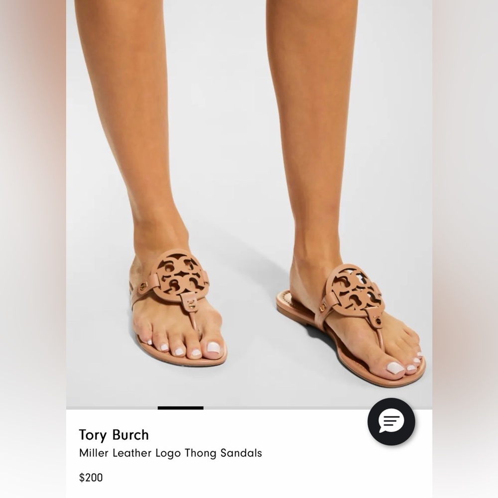 Tory Burch Miller Leather Logo Thong Sandals - Picture 10 of 12
